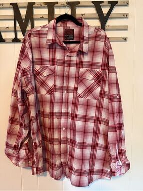 Sahara Club Men’s Red Plaid Casual Button-Down Shirt 3XL